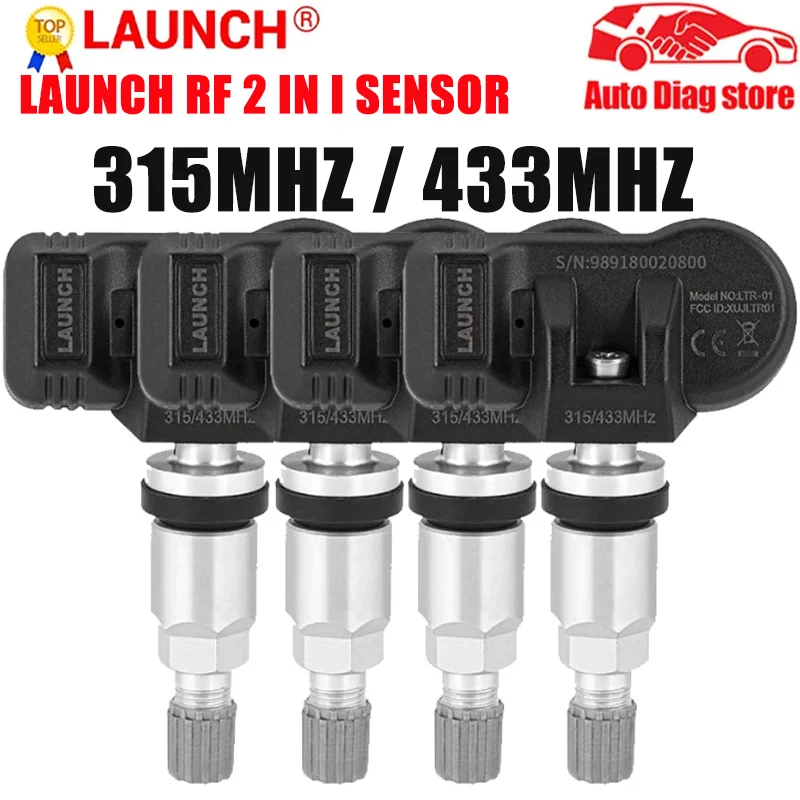 LAUNCH TPMS RF-Sensor 433mhz 315MHZ 2 in 1 Programmable Universal Clamp-In TPMS RF Sensor Supports Tire Pressure Programming