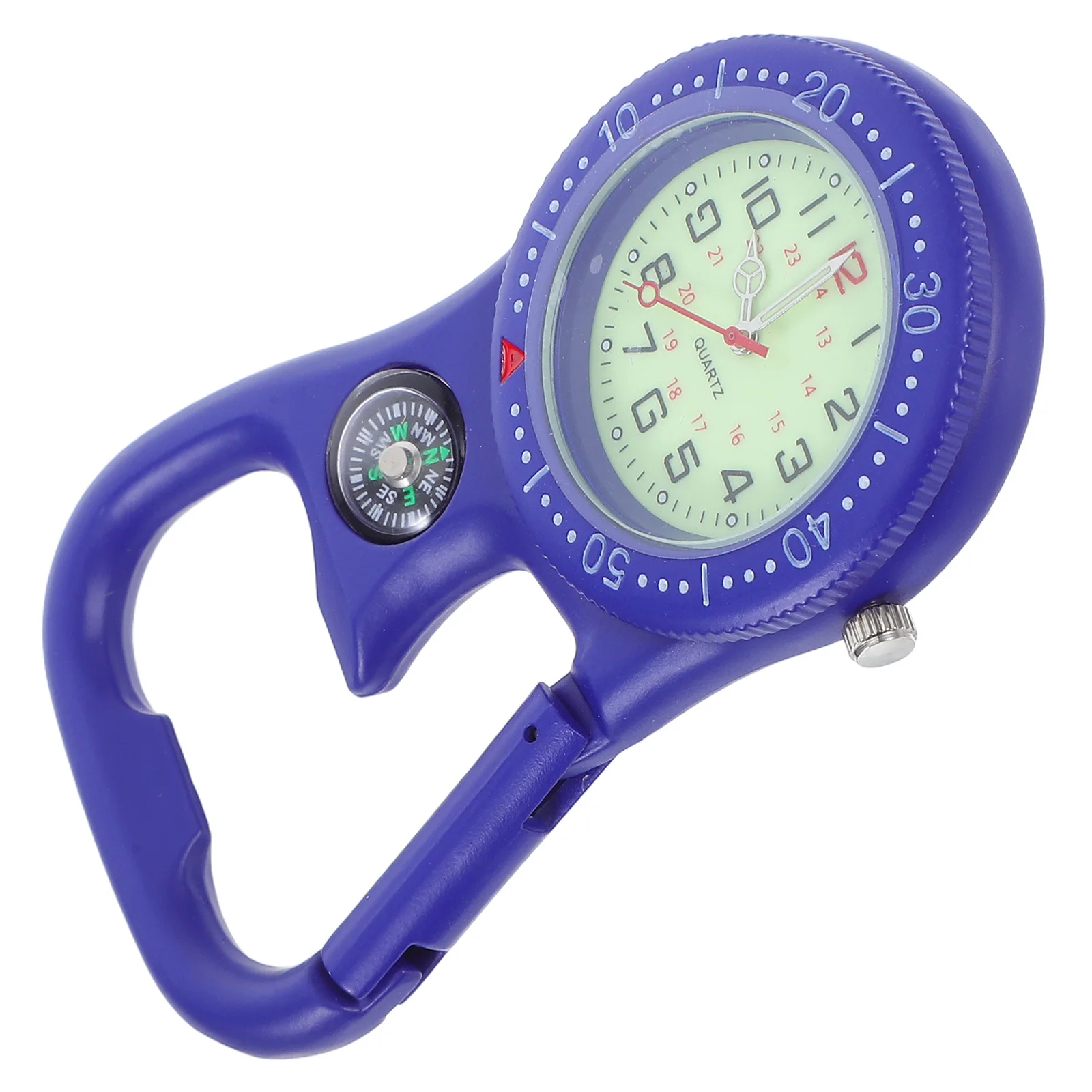 

Clip-On Carabiner Luminous Face FOB Watch With Compass Bottle Opener For Mountaineering Sports Equipment Blue