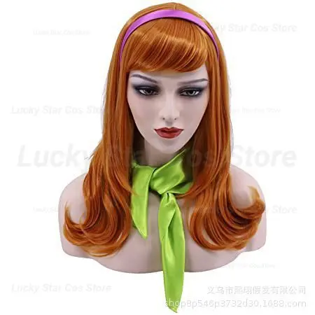 

Halloween Daphne Costume Women Adult Long Cosplay Wig For Women Halloween Wig Orange Synthetic Wig