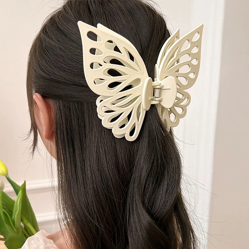 Haimeikang Butterfly Solid Color Hair Claws Hair Clips Girls Korean Ponytail Headwear Styling Tools Hairpin Crabs Clips For Hair