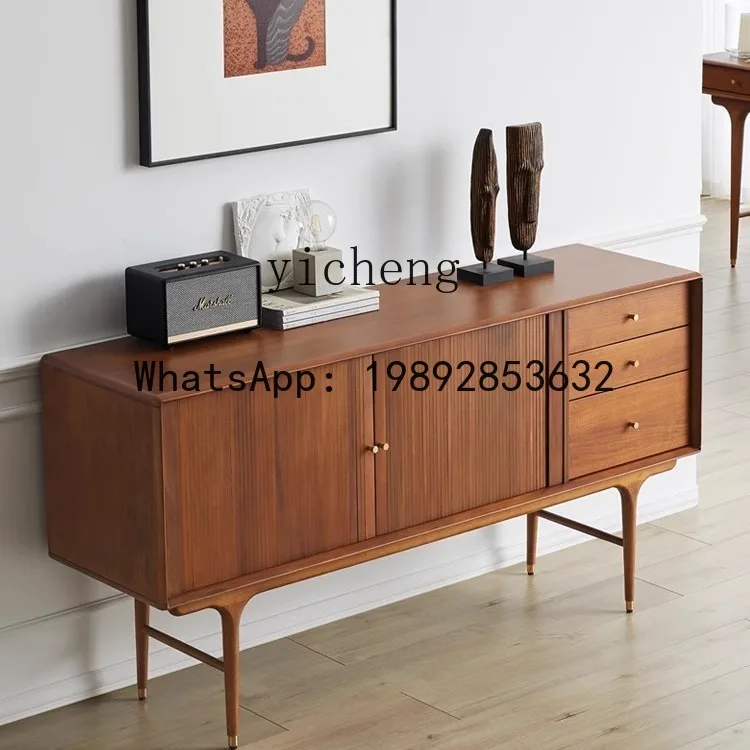 expression side cabinet medieval industrial wind import/E10 organ rolling shutter door solid wood side cabinet