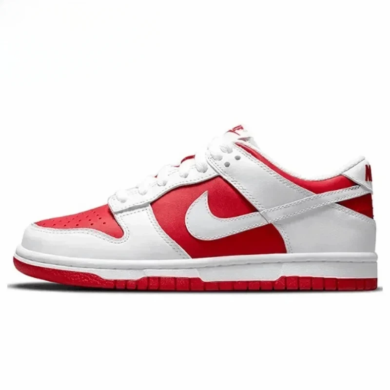 Nike Dunk University Red Men's and Women's Skateboarding Shoes Splicing Anti-slip Wear-resistant Lightweight Low-help GS