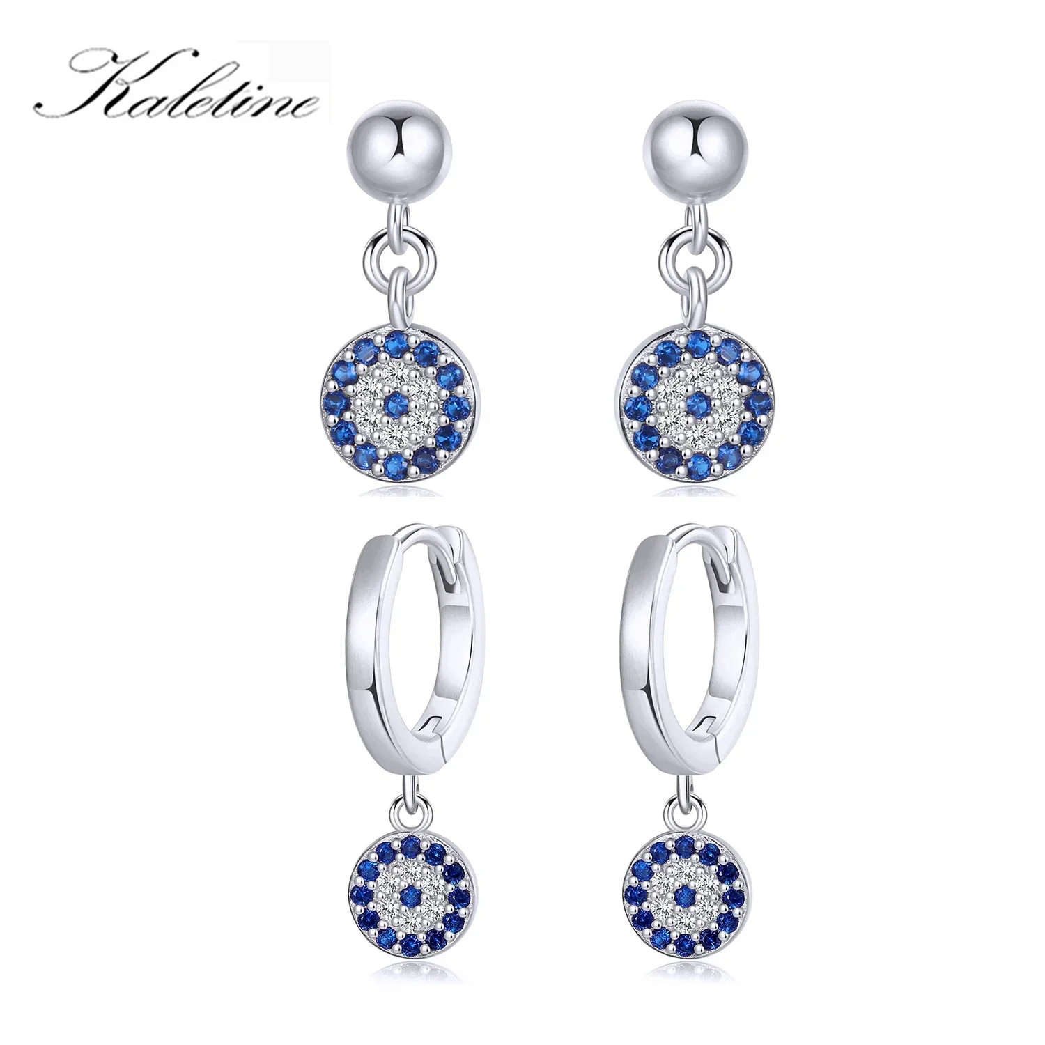 Kaletine Cute Vintage Turkish Evil Eye Hoop Earrings For Women 925 Sterling Silver Gothic Circle Mini Small Earrings Jewelry