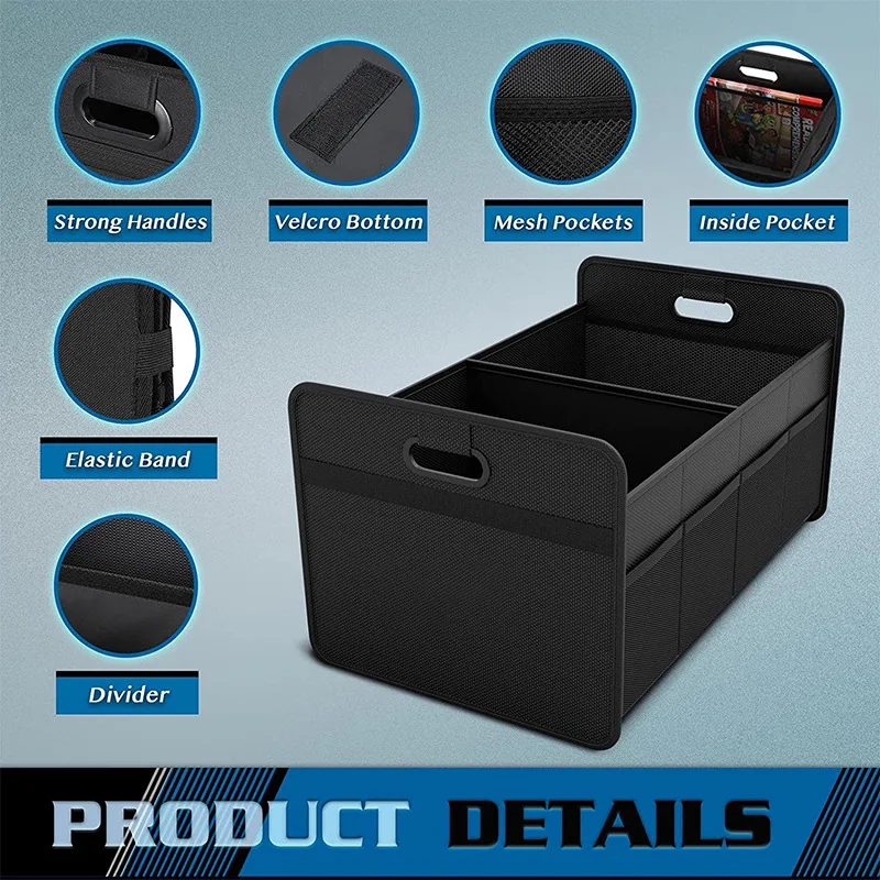 

Car storage box Solid color bearing pressure resistant folding multi-functional Oxford cloth waterproof storage box