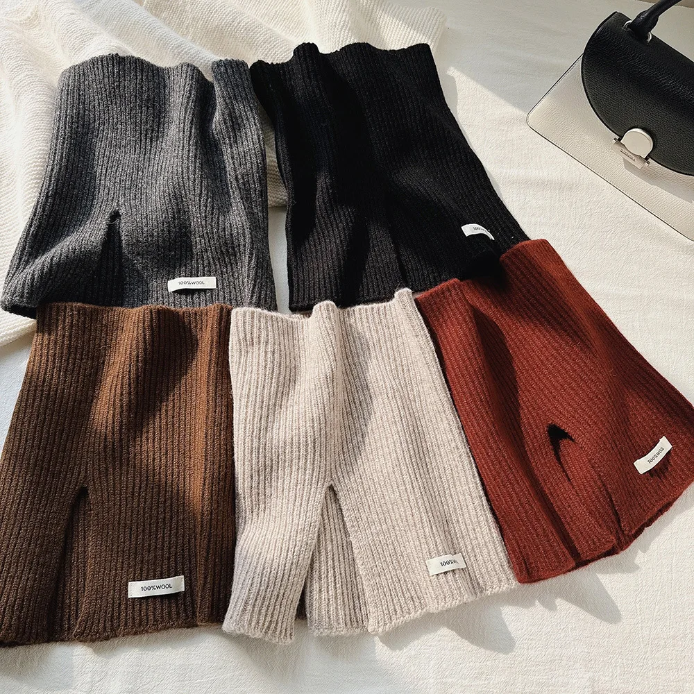 Conjunto de dos piezas de bufanda y gorro de lana 100% pura para mujer, conjunto de bufanda y gorro tejido de estilo coreano de alta gama