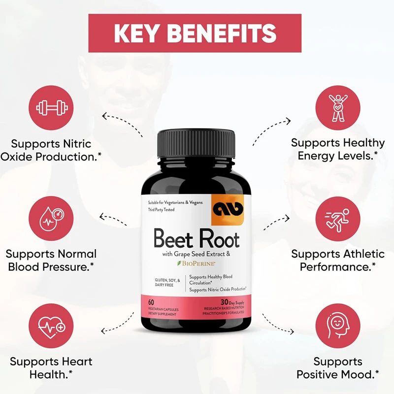 

Beetroot powder capsules contain pepper extract | Beetroot contains black pepper and grape seed extract | 60 capsules