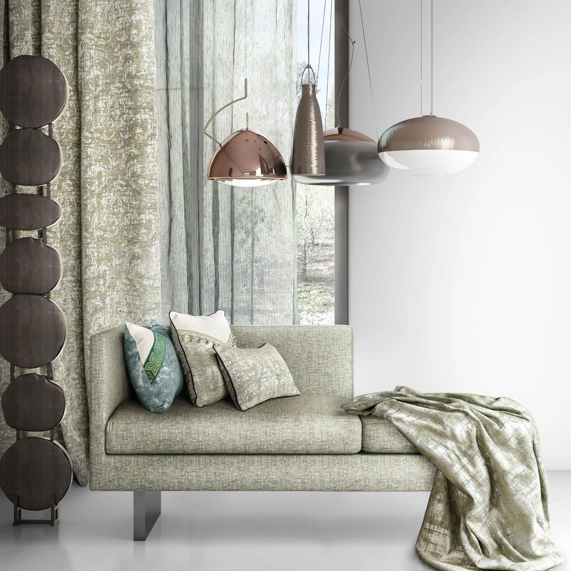 Retro Jacquard Curtains for Living Room Bedroom, Jacquard Light, Luxury Solid Color Woven Fabric, Villa Balcony Shading