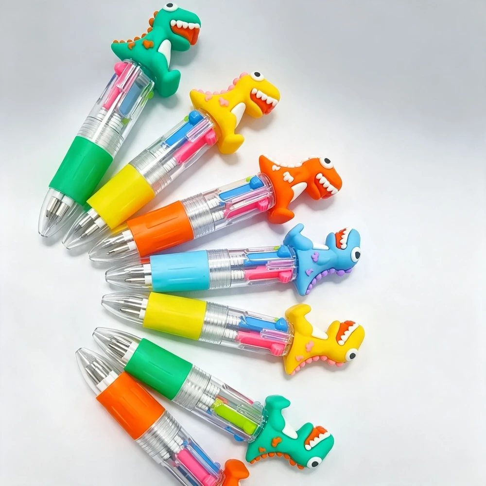 10Pcs/Lot Cartoon Cute Dinosaur Mini 4 Color Ballpoint Pen Kawaii Multicolors Pens School Office Supplies Kids Stationery Gifts