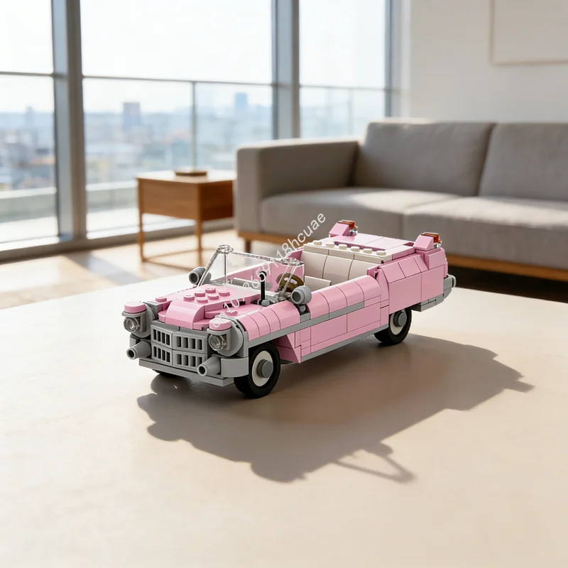 

Набор строительных блоков MOC City Champions: розовый Cadillac, 371 деталь, конструктор, развивающая игрушка, идея для подарка на Рождество