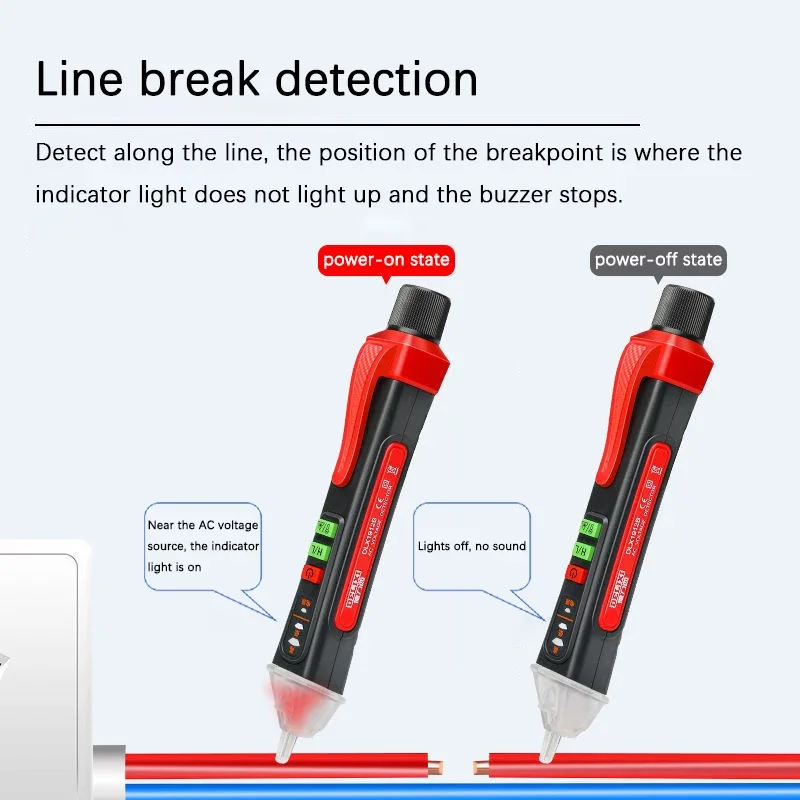 DELIXI Non Contact Voltage Tester 12-1000V AC-Voltage Detector Pen Circuit Electric Indicator Tool with Flashlight Beeper