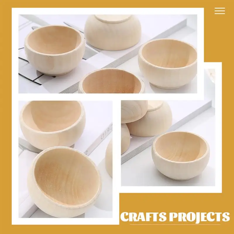 Bowl Bowls Wood Wooden Crafts Unfinished Dollhouse Diy Mini Serving Pinch Toys Painting Appetizer Tiny Blanks Miniature Sauce