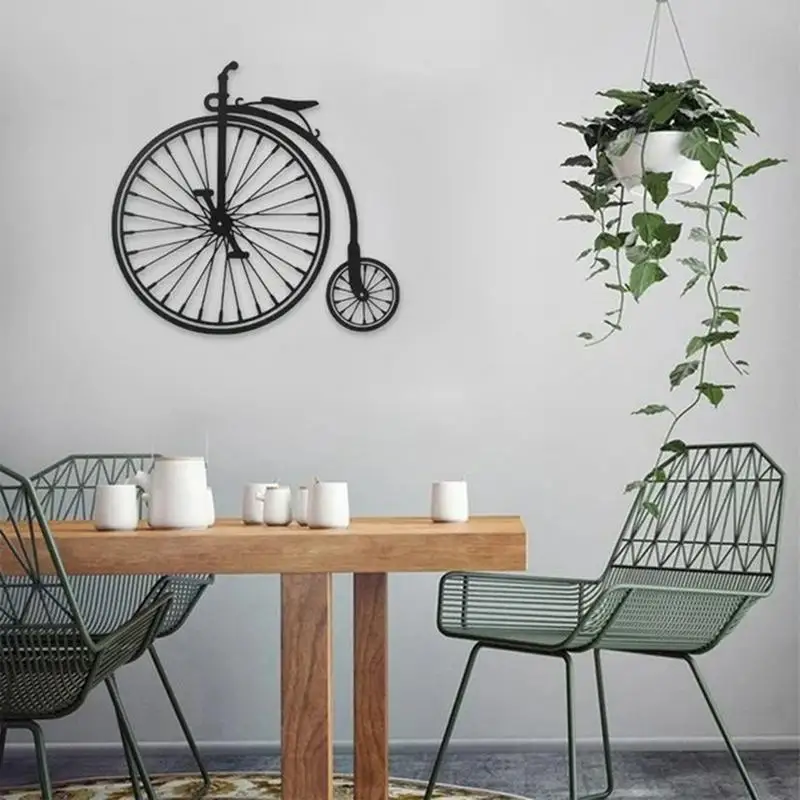 Metal Bike Wall Art Bicycle Wheel Realistic Metal Wall Decoration Contemporary Wall Art Decor Precision Fine Cutting Chic Wall