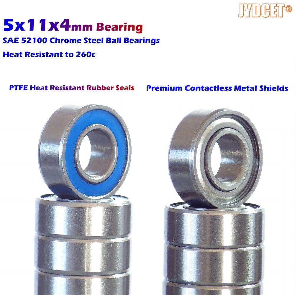 5x11x4mm MR115 Bearing - Metal Shields / Rubber Seals - High Speed Bearing for Scooters Elevators Skateboards RC Car Boat Plane