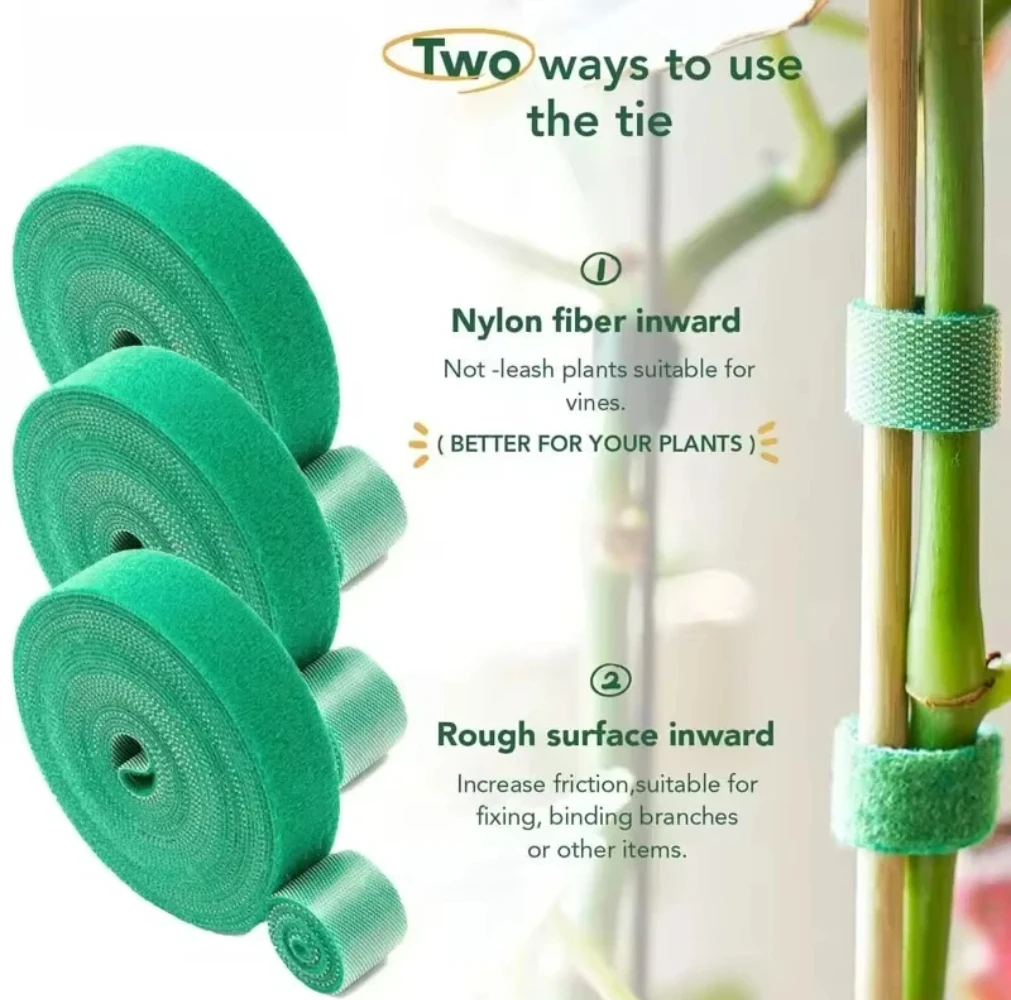 10M Nylon Plant Bandage Tie Reusable Plant Hook Loop Ties Green Fastener Tape Bamboo Cane Wrap Support Home Garden Accessories