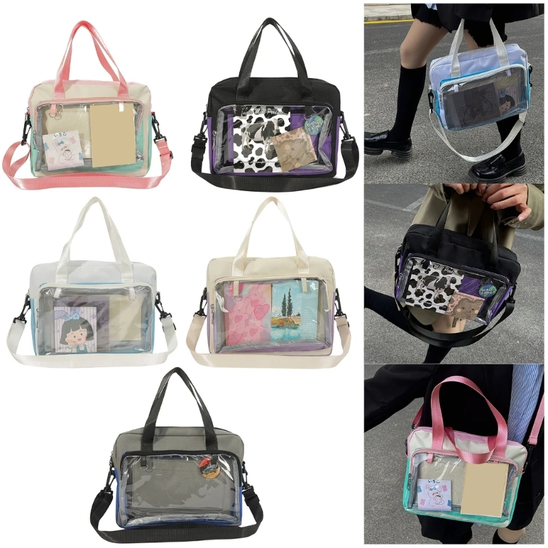 Harajuku Shoulder Bag for Girl Women Clear Tote Bag Transparent Crossbody Bag Fashion Shopping Dating Bag Messenger Bag