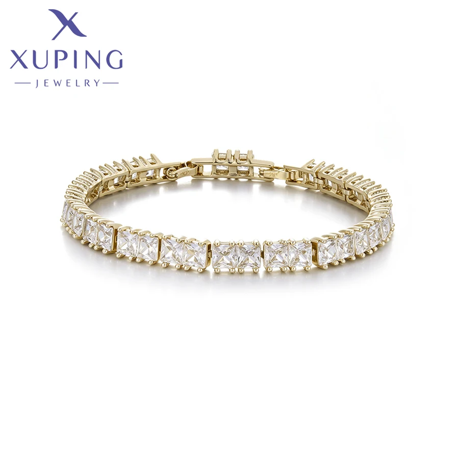 Image of Xuping Schmuck Trendiges Exquisites 19cm Elegantes Schlichtes Damenarmband in Goldfarbe, Vergoldet, Geburtstagsgeschenk X001225647
