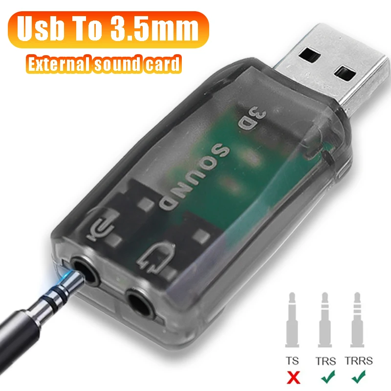 External 3D USB Sound Card To 3.5mm Mic Headphone Jack Headset Speaker Interface Audio Multimedia Support for Digital Products