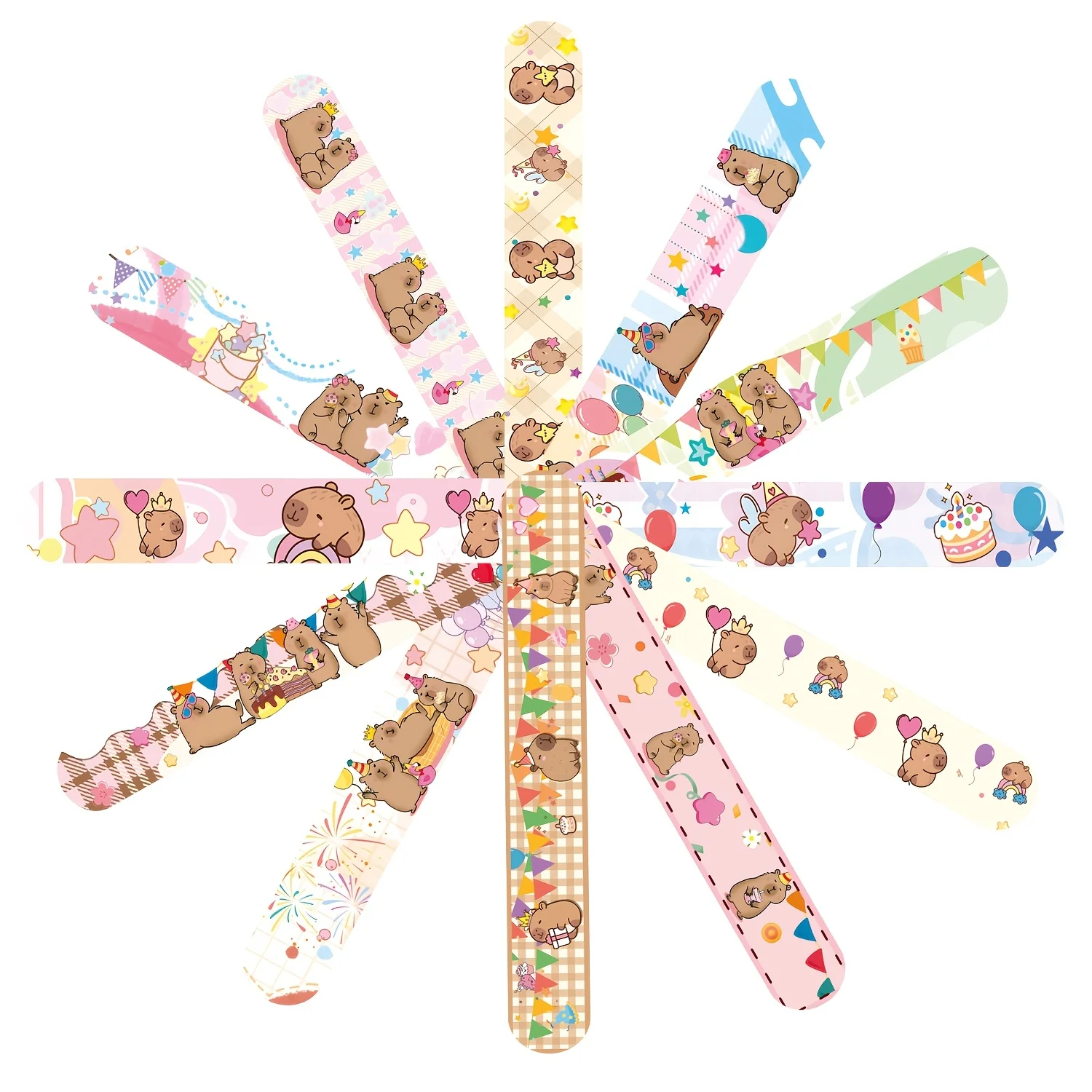 

12-Piece Capybara Clap Bracelets Set, Fun Design, Durable Plastic, Perfect for Birthdays, Weddings & Christmas Accessories