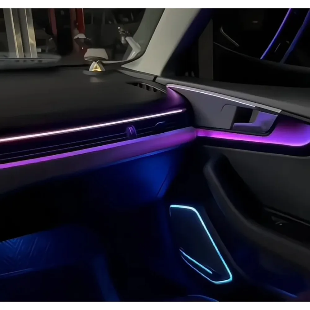 

Обновленная 64-цветная симфоническая светодиодная подсветка салона автомобиля для Audi A5 Coupe B9, декоративные атмосферные полосы, аксессуары