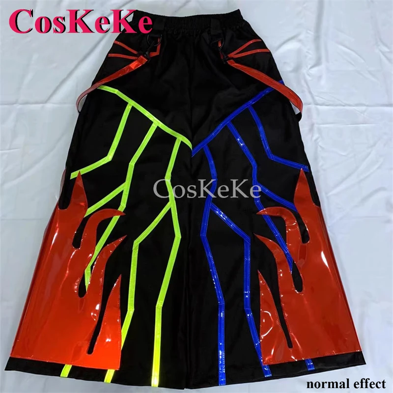 

CosKeKe Classic Ghost Dance Pants Flame Pattern Reaper Phat Trousers Melbourne Shuffle Straight-Leg Pants Reflective Trousers