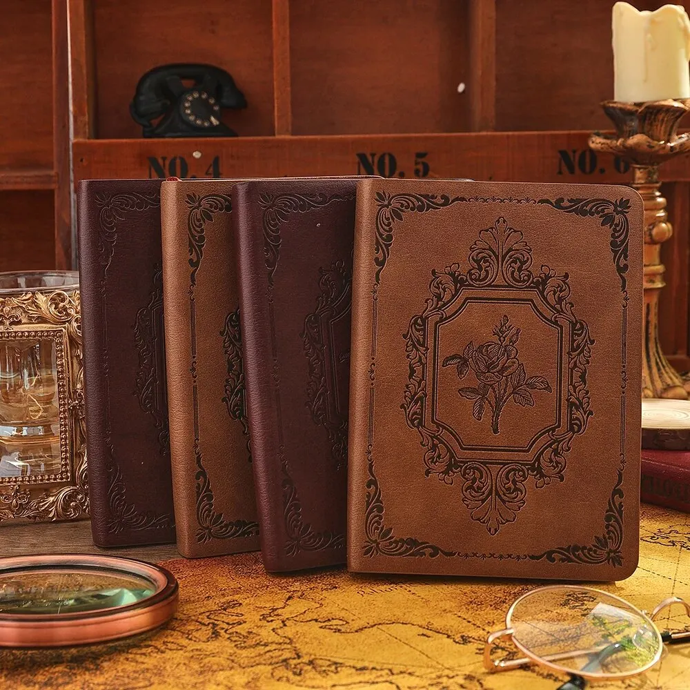 144 arkusze A6 Vintage PU skórzany dziennik książka przenośny w linie gruby papier notatnik pamiętnik do pisania miesięczny harmonogram terminarz tygodniowy