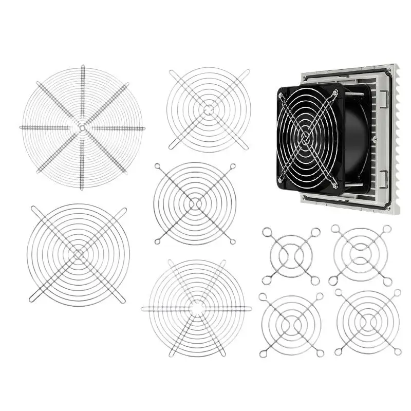 5 Stück Multi-Größen Kühlerventilator-Gitter Metall-Eisengitter 60-150mm für PC-Gehäuse Server-Lüfter Staubschutz – Detail 9