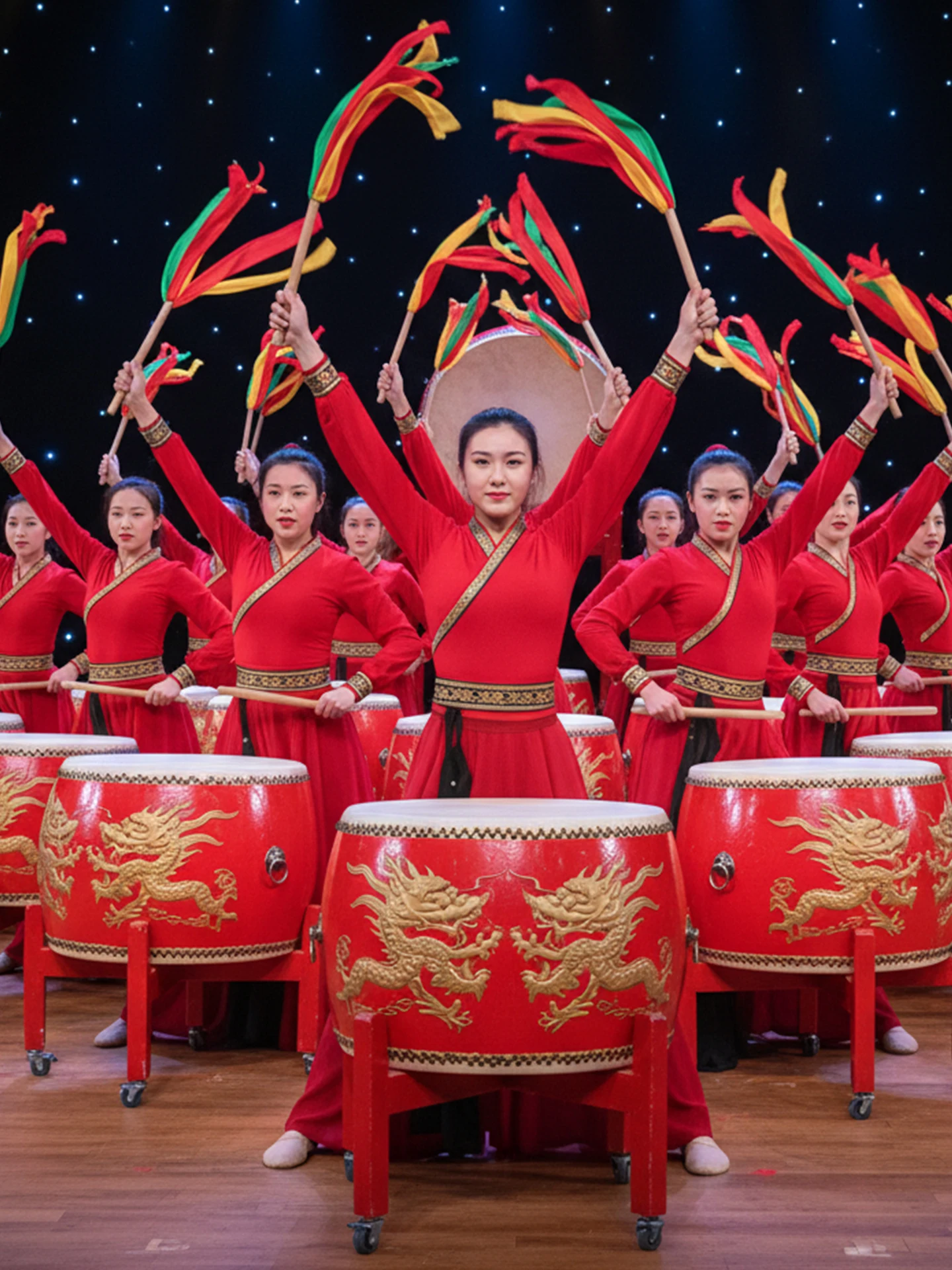 

2026 New Adult Dance Performance Costume Drumming Dragon Dance Outfit Fem Warrior Sle Polyester Fiber Stage Costume