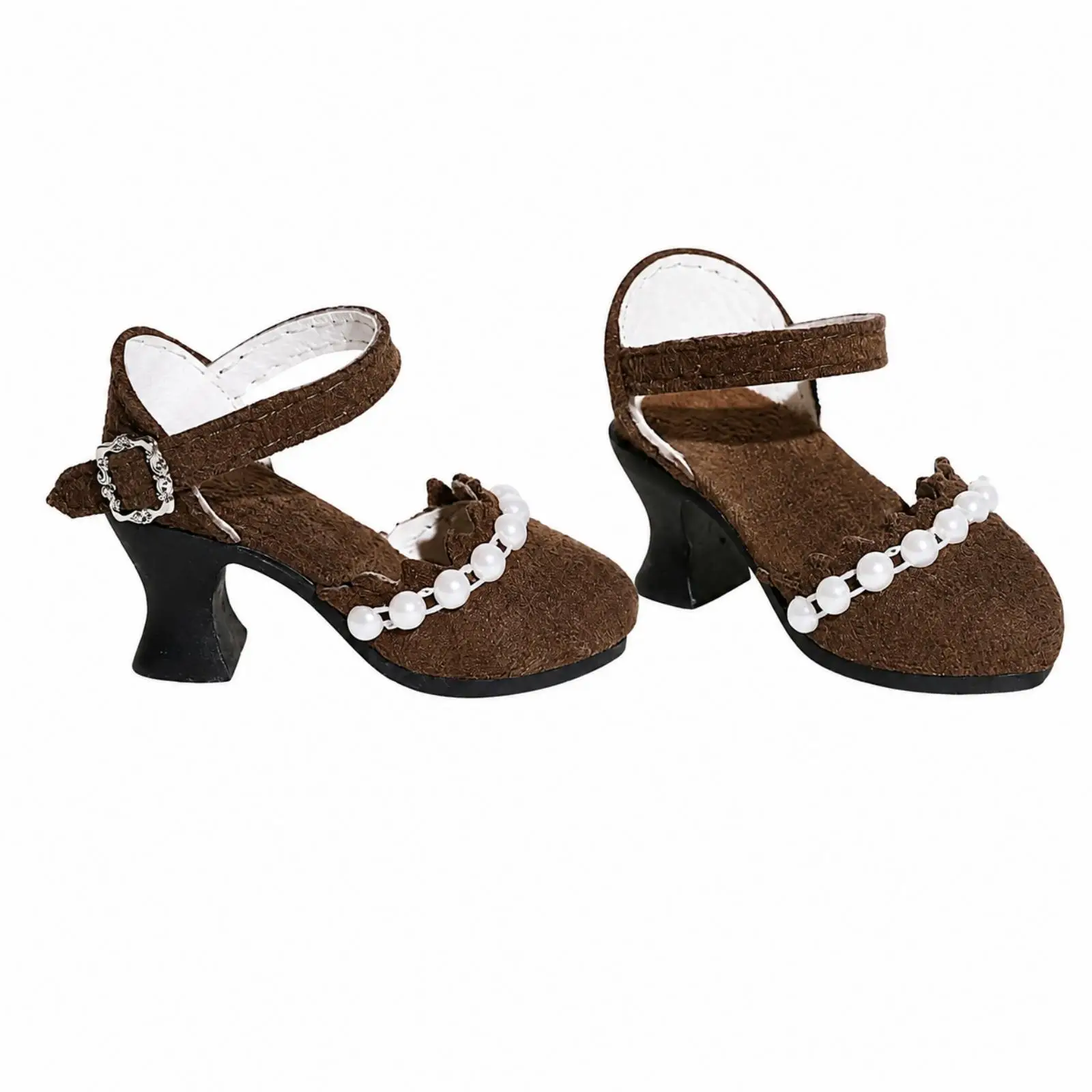 BJD Highopen-Back Shoes Realistic 1/4 BJD Flash Card Doll Shoes with Pearl Trim Secure Fit