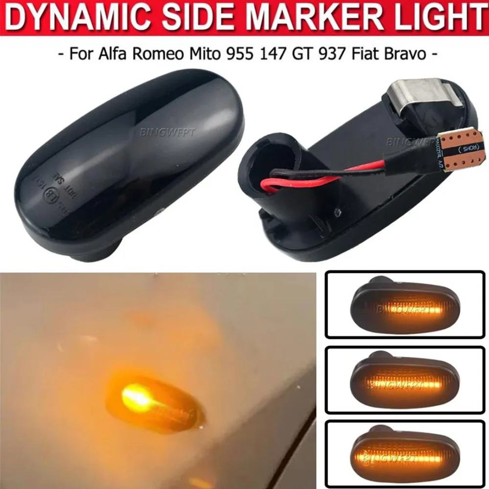 2Pcs  Dynamic LED Side Marker Lights Arrow Turn Signal Flashing Blinker Lamp For Alfa Romeo Mito 2014 view 6