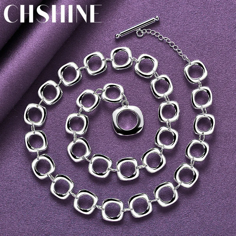 

CHSHINE 925 Sterling Silver Circular Ring Necklace For Women Lady Wedding Party Fashion Charm High Quality Jewelry