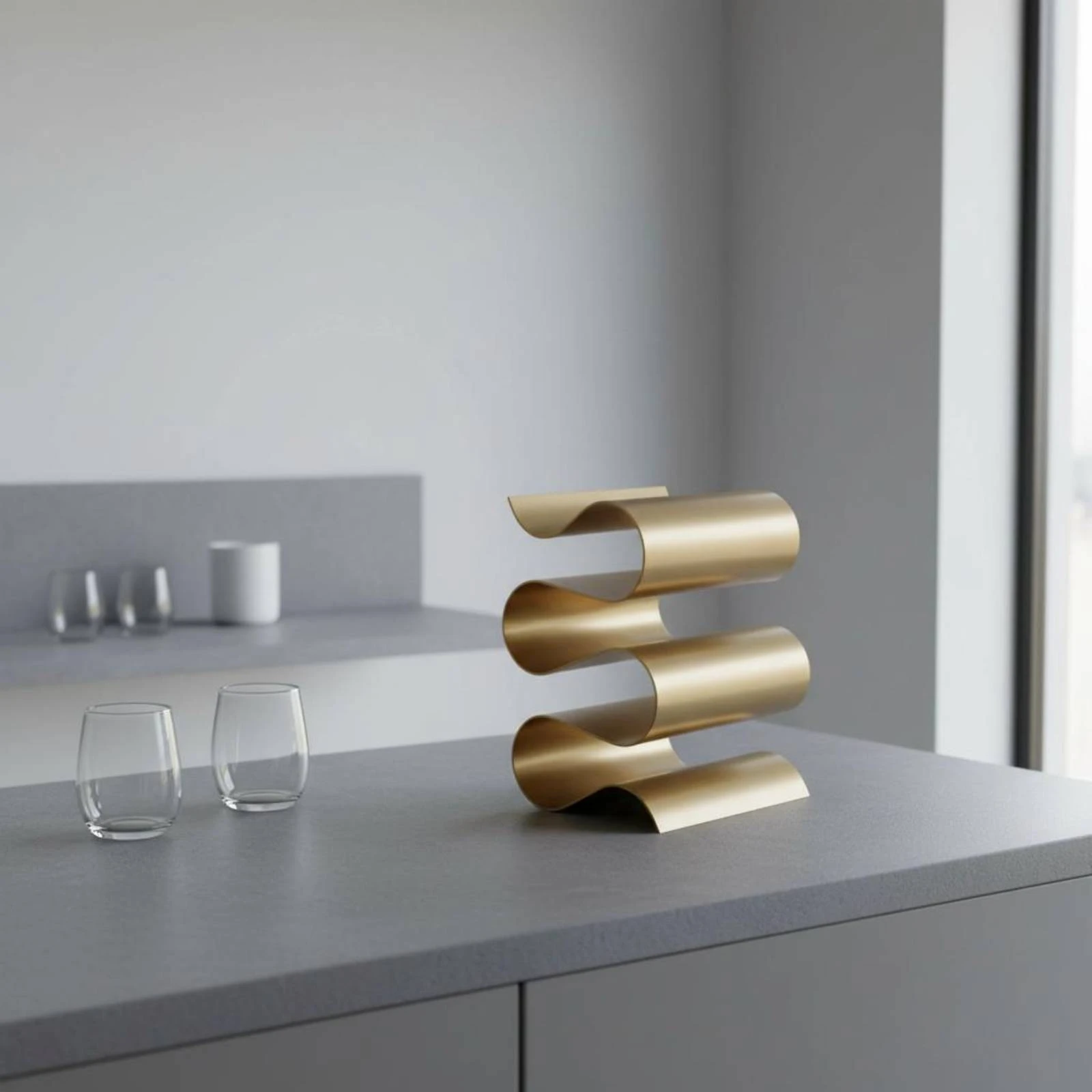 

S-Shaped Wine Rack Sculptural Wave Wine Rack Display Stand Easy to Assemble Bottle Shelf Rust Resistant