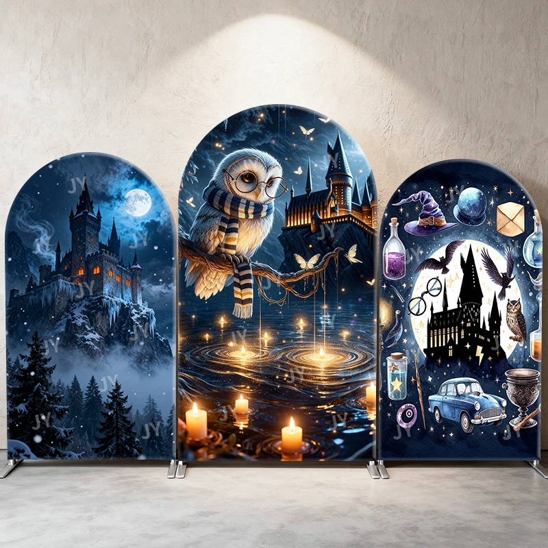 

Harry Potter Magical Owl & Hogwarts Castle Theme Arch Backdrop Cover Enchanted Scene For Kids Birthday Baby Shower Photo Booth