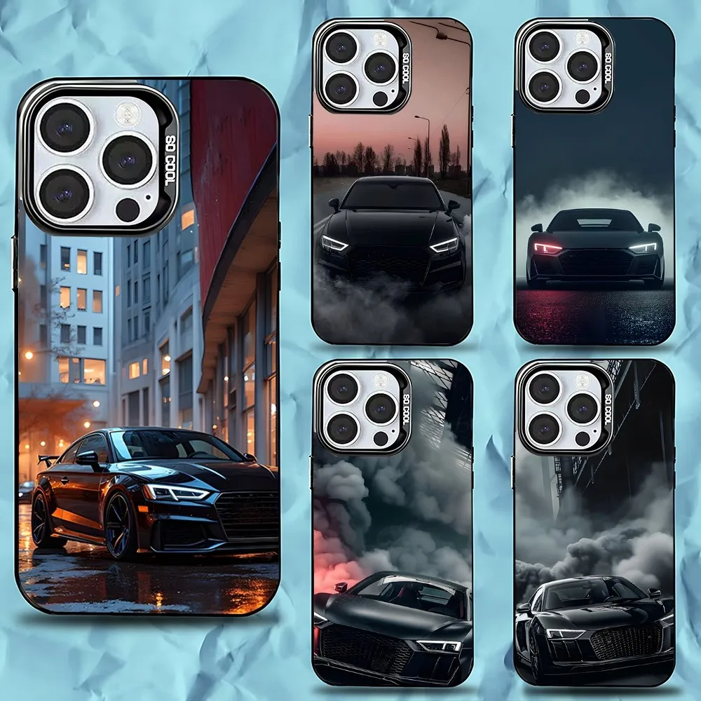 

A-Audies R-S car Phone Case For iPhone 16,15,14,13,12,11,Pro,Max,Plus,Mini,XS,SE Anti Fall Black Matte Hard Bumper