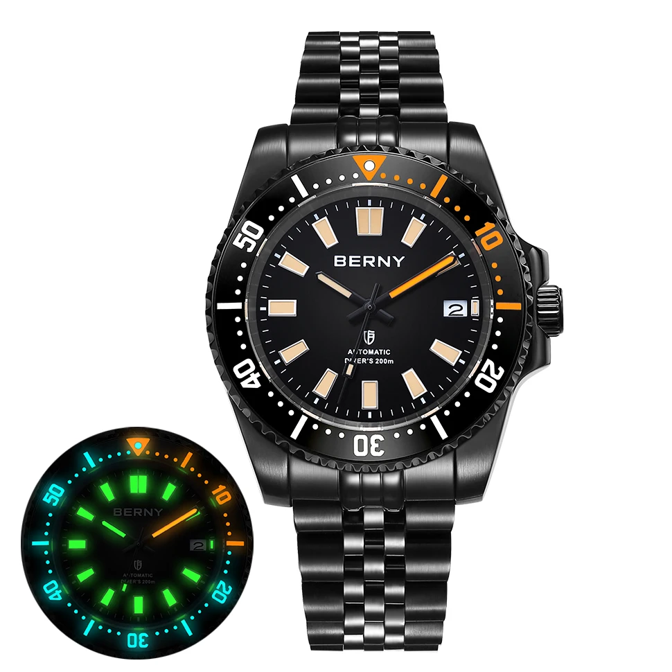 

BERNY Men 20ATM Diving Automatic Self-Wind Watch BERNY NH35 Super Luminous Sapphire Sport Mechanical Automatic Men Wristwatch