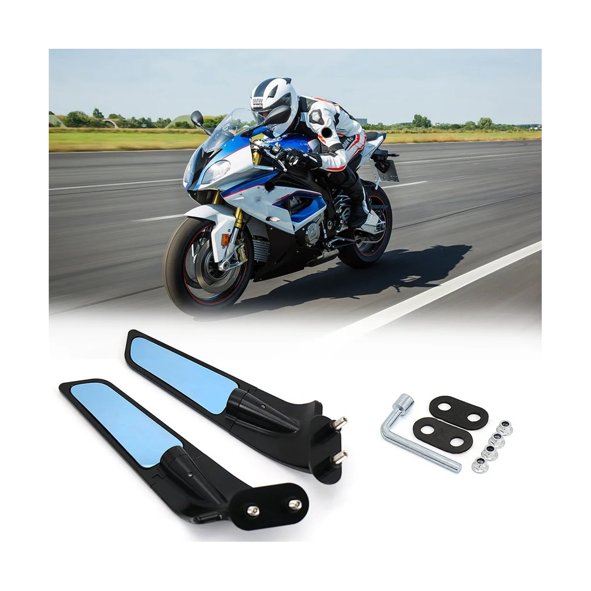 Motorcycle Wing Mirrors Adjustable Rotating Rearview Side Mirror for BMW S1000RR S1000 RR 2009-2018