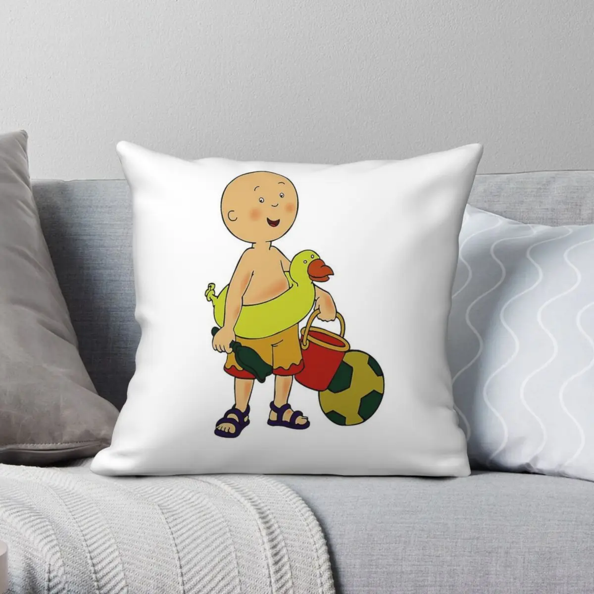 

Caillou Ready For The Beach Pillowcase Polyester Linen Velvet Printed Zip Decorative Pillow Case Bed Cushion Cover