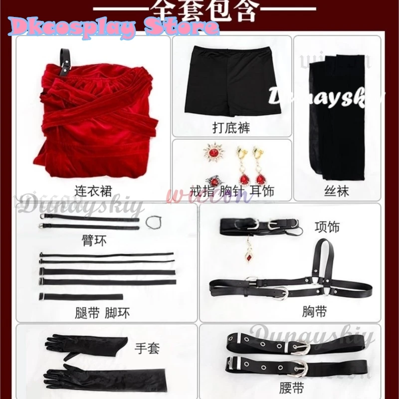 Love And Deepspace Rotes Kleid The Darkness Is Beautiful Roter Samt Heldinnen Cosplay Kostüm Spiel Party Uniform Stiefel
