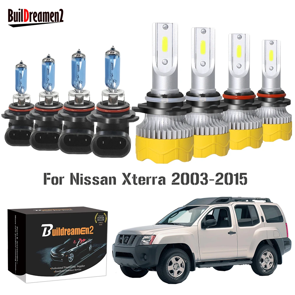 

4 X фара ближнего света для Nissan Xterra (N50, WD22) 2003-2015, передняя светодиодная галогенная лампа автомобиля, фара дальнего/ближнего света 12 В