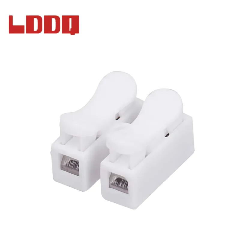

LDDQ 100pcs CH-2 2p Spring Wire Quick Connector With No Welding No Screws Splice Cable Clamp Terminal 2 Way Easy Fit Led Strip