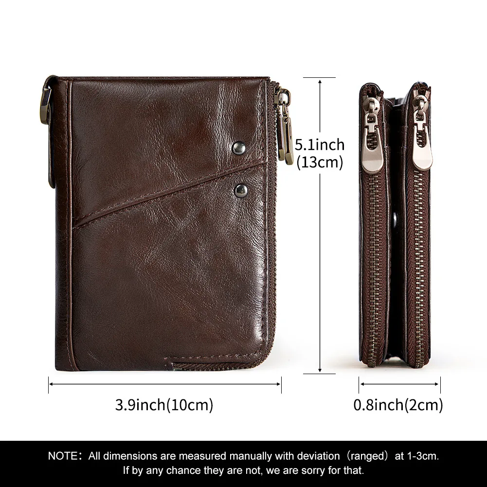 Portafoglio porta carte RFID per uomo Portamonete portamonete in vera pelle Portafoglio verticale con doppia cerniera di lusso Borsa casual alla moda