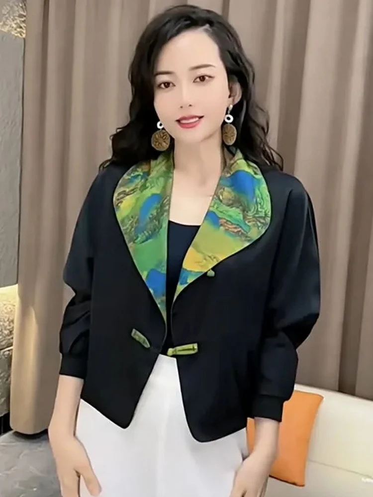 

Двусторонняя одежда Long Sve ort Jaet, женский топ с принтом в стиле ретро, дышащая удобная полиэфирная ткань