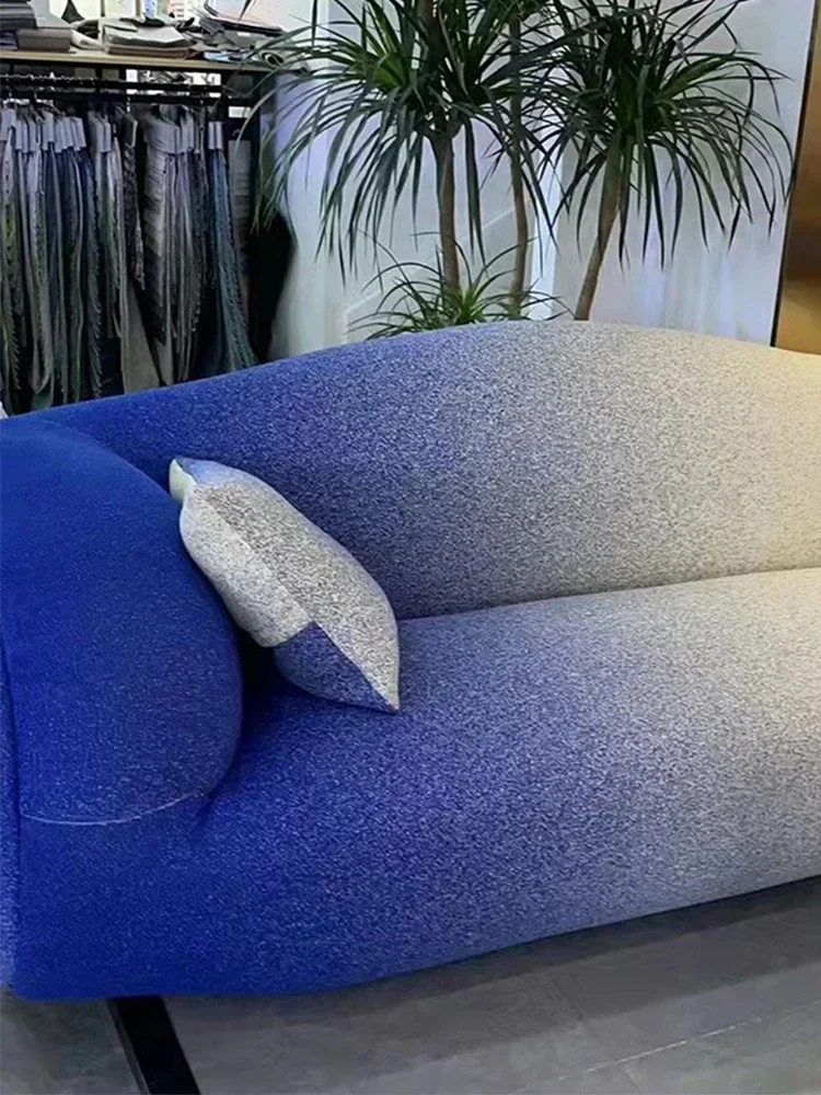 Creative Gradient Color Sofa Italian Light Luxury Living Room Lobby Modern Minimalist Double Fabric Sofa