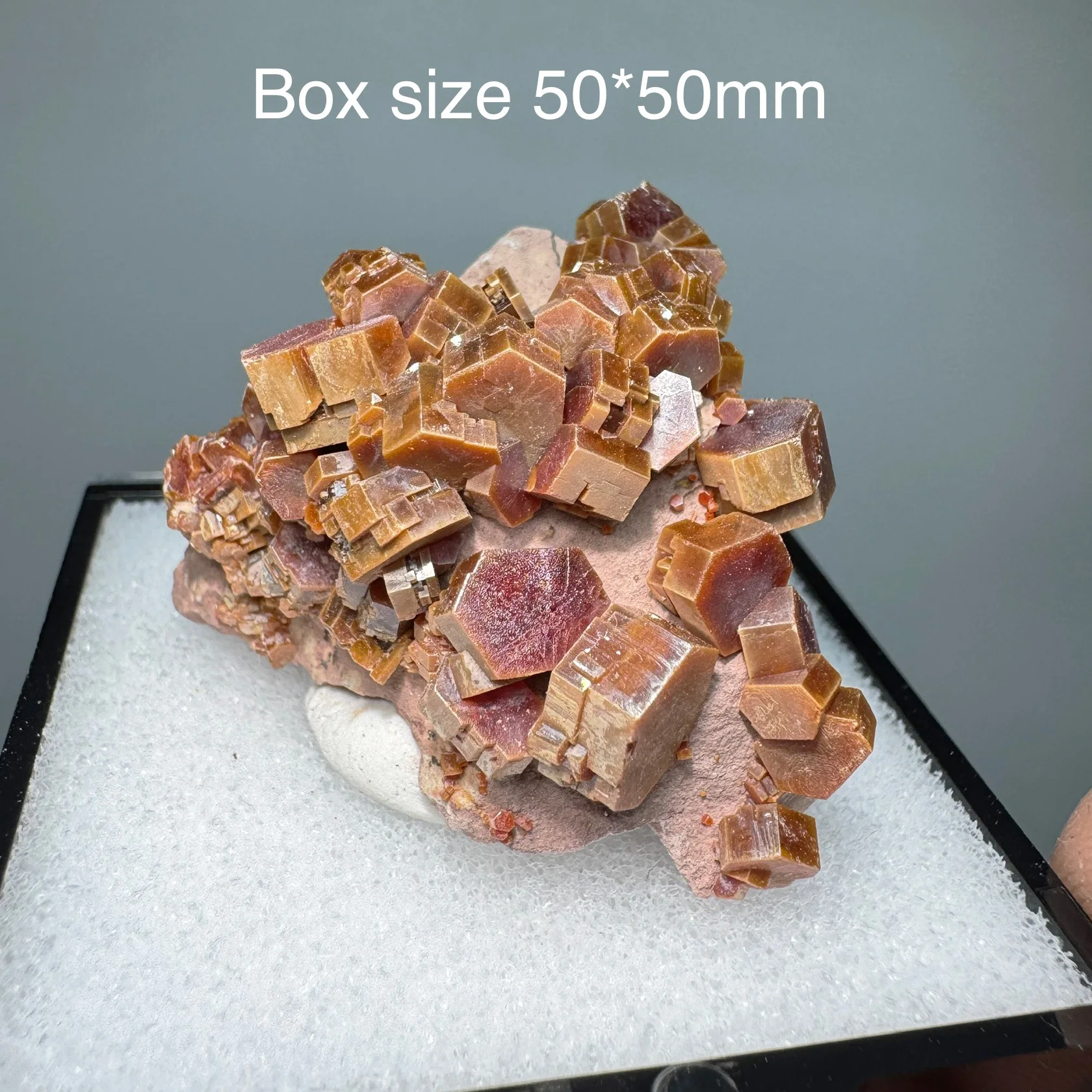 Natural Raw Morocco Orange-red Vanadinite Mineral Specimen Crystal Quartz Healing Stone Home Decor Box Size 50X50mm