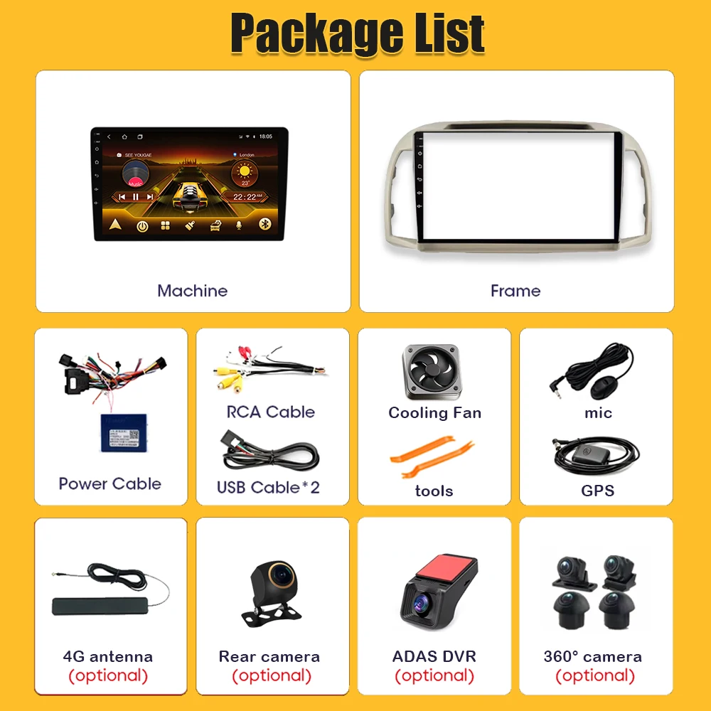 For Nissan March Micra K12 2002-2005 2006-2010 Android 16 Multimedia Video Player  Carplay Intelligent System Touch Screen - view 6