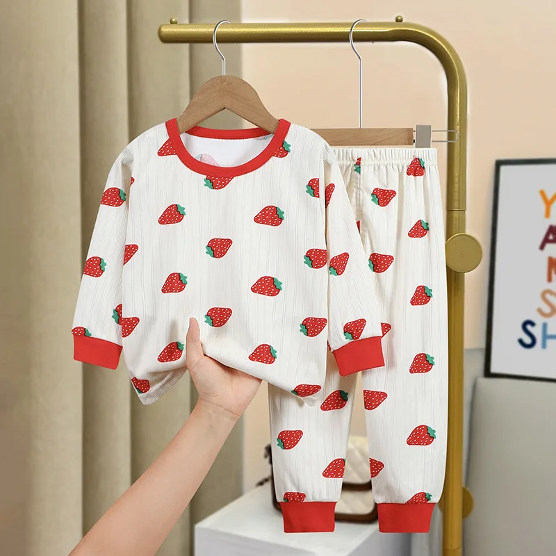 Pijamas de dibujos animados para niños y niñas, camiseta de manga larga, Tops con pantalones, conjuntos de ropa de dormir para bebés pequeños, Otoño, nuevo