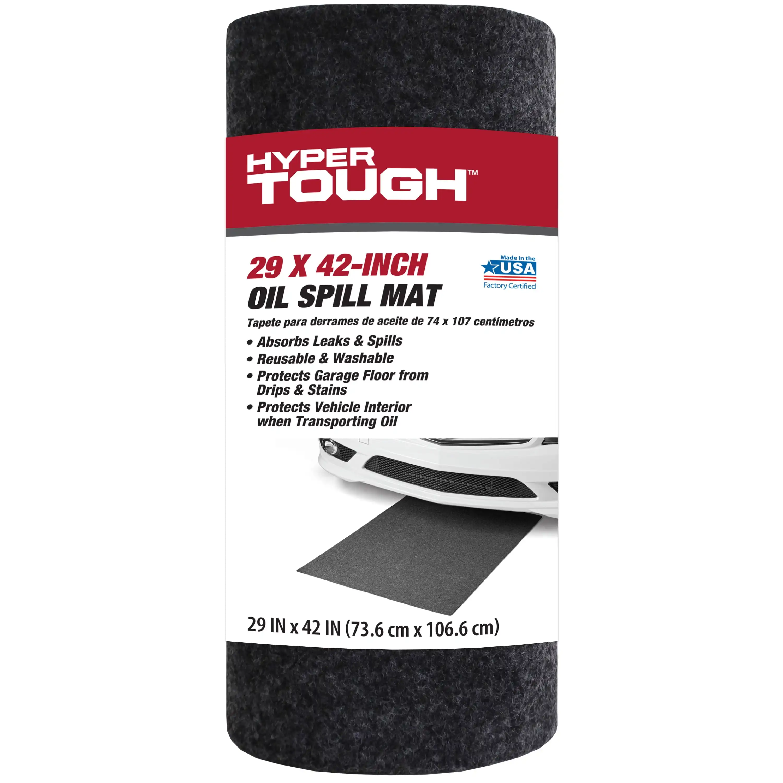 

Hyper Tough; 29" x 42" Oil Spill Mat - Prevents Stains and Spills - Reusable Light Weight Material