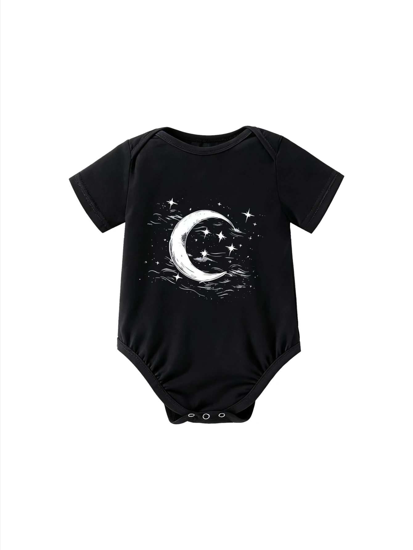 

Детское боди с короткими рукавами в форме полумесяца со звездами и завитками для новорожденных мальчиков и девочек, наряд мечтательного ночного неба