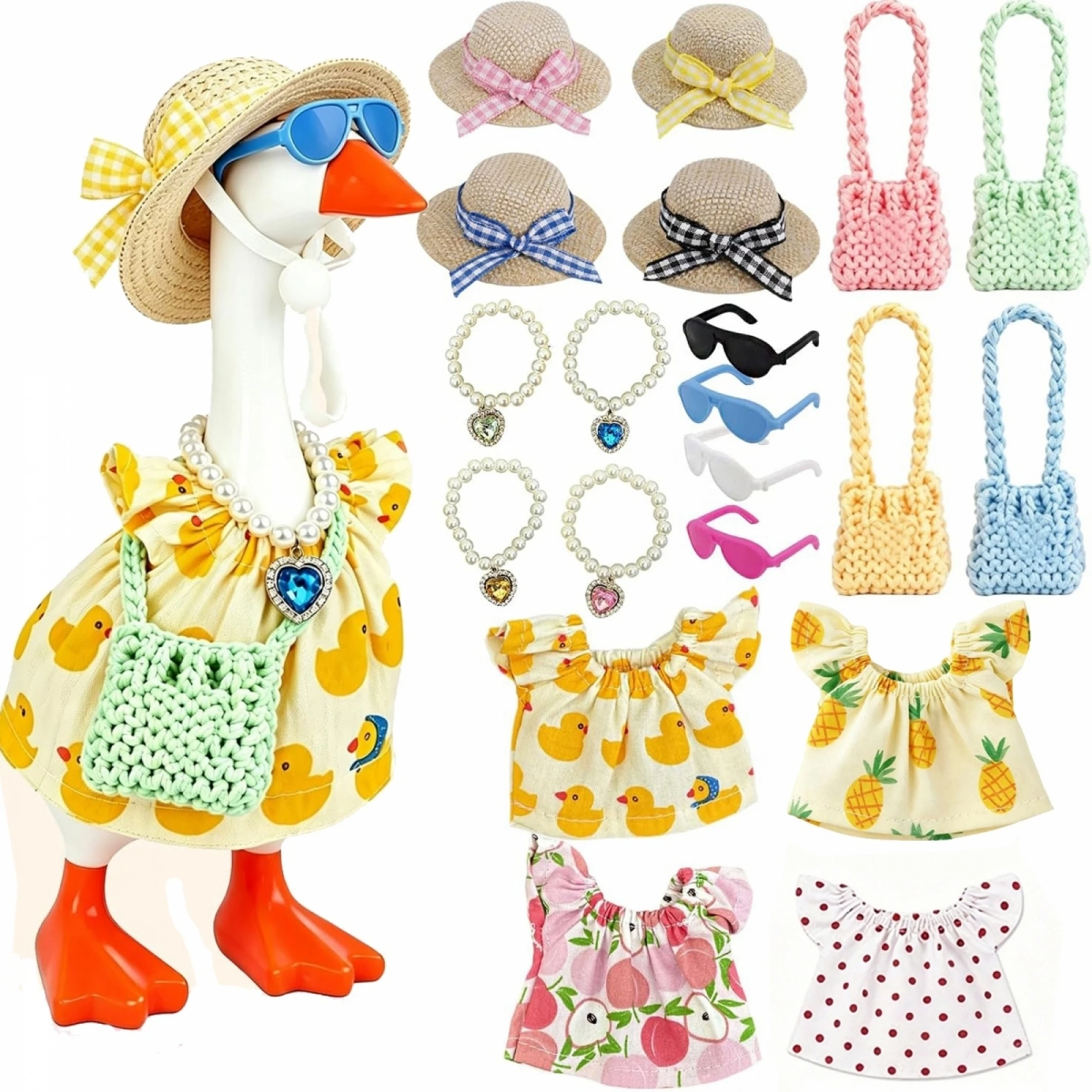 Cute Desk Goose Outfit with Accessories for Fun