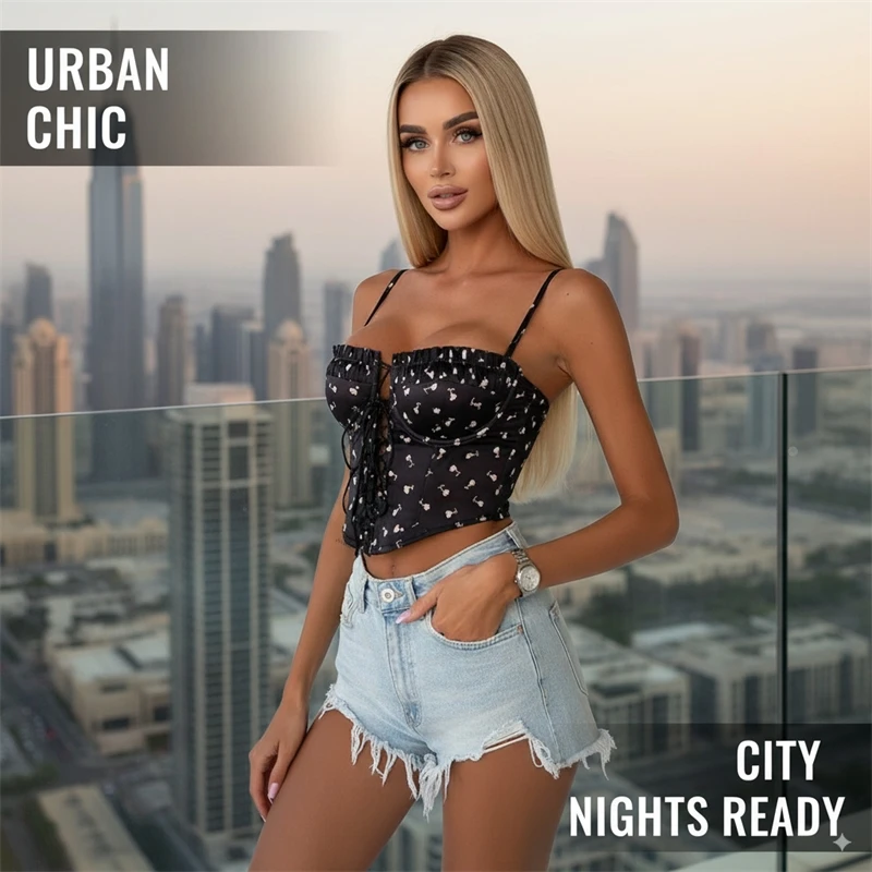 セクシーな水玉模様のレースアップクロップトップ、女性用ノースリーブバックレススリムフィットパーティーベスト、2025年Y2Kクラブウェアブラウス