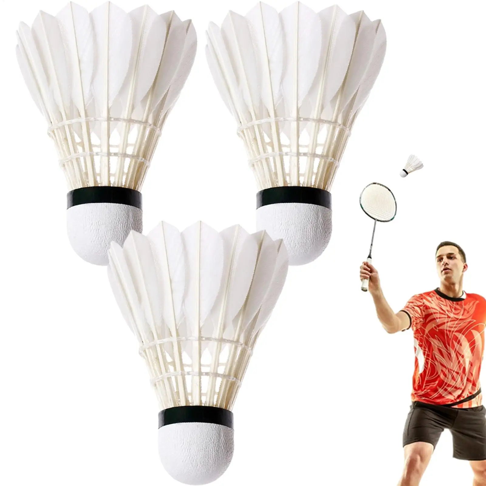 3Pcs/set White Badminton Shuttlecock Professional Durable Badminton Balls Accessories Stable Badminton Fitness Sports Household